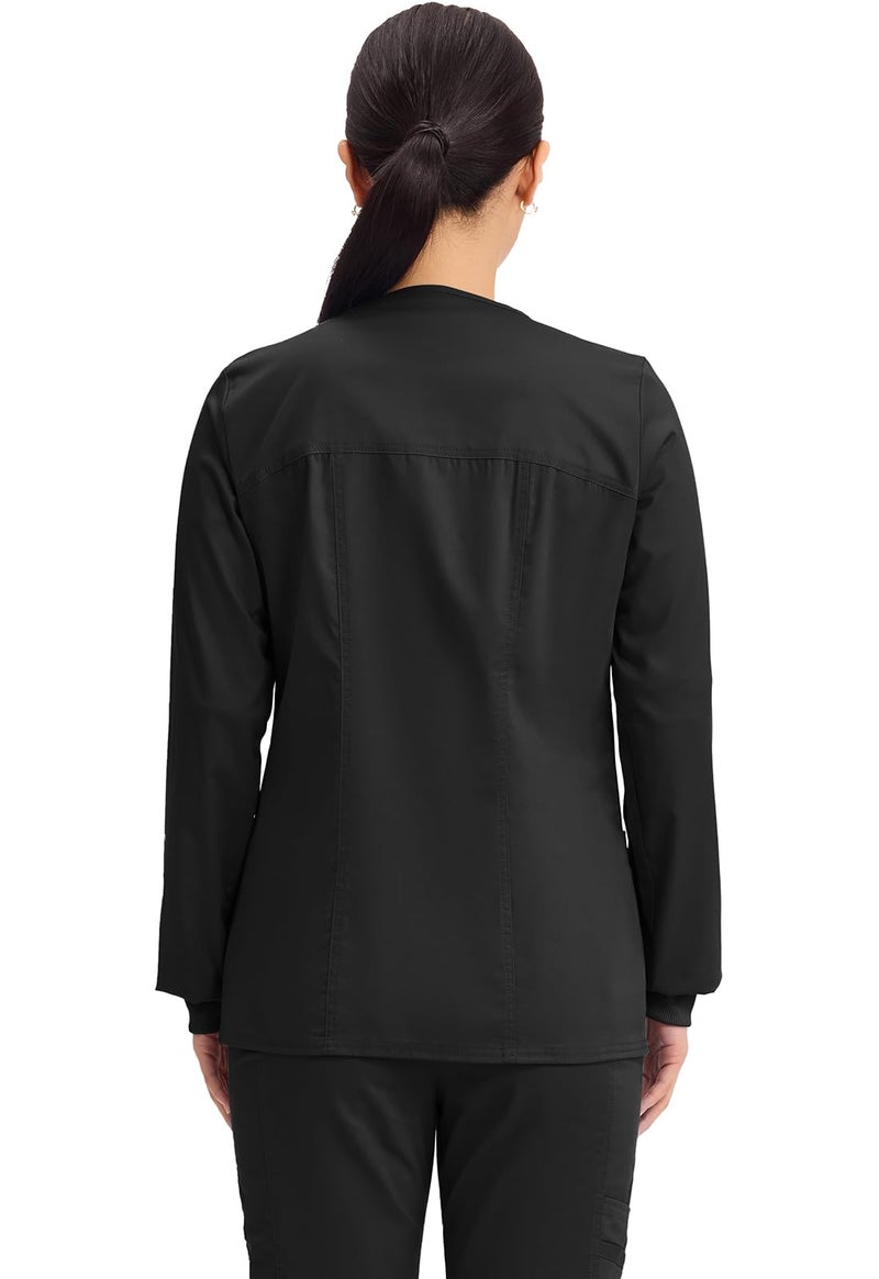 Cherokee Women's Workwear Core Stretch Warm Up Scrubs Jacket, Black, Large - Image 5